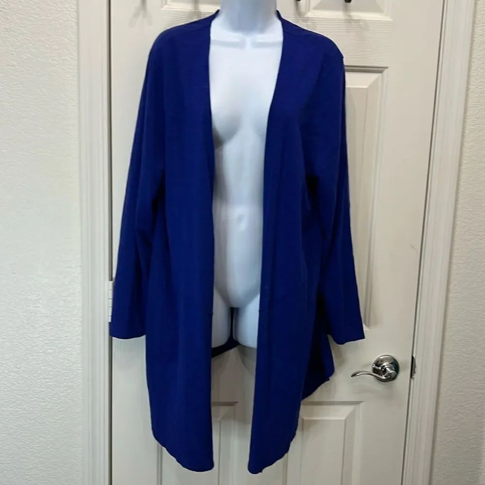 Chicos Jacket Topper Blue Modal & Cotton Blend The Ultimate Tee Lightweight Open